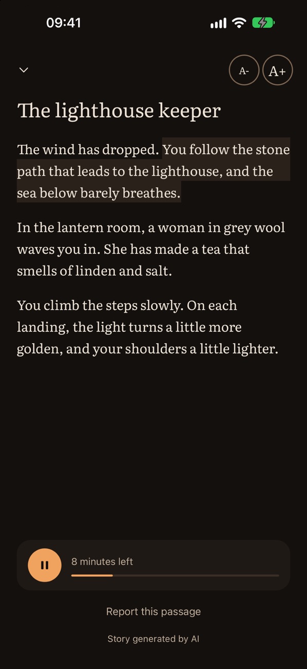 The player, while a story is playing