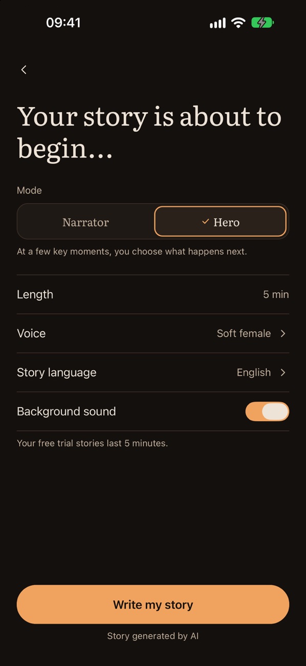 Choosing Hero mode before the story